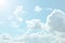 Sky. White clouds in a light blue sky. The sky is in light pastel colors. Heaven background.