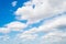 Sky and white clouds in miami, usa. Cloudscape on blue sky background. Weather and nature. Freedom and dream concept. Wanderlust a