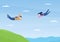 Skydive is a Type Sport of Outdoor Activity Recreation Using Parachute and High Jump in Sky Air. Cute Cartoon Background Vector