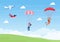 Skydive is a Type Sport of Outdoor Activity Recreation Using Parachute and High Jump in Sky Air. Cute Cartoon Background Vector