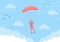 Skydive is a Type Sport of Outdoor Activity Recreation Using Parachute and High Jump in Sky Air. Cute Cartoon Background Vector