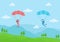 Skydive is a Type Sport of Outdoor Activity Recreation Using Parachute and High Jump in Sky Air. Cute Cartoon Background Vector