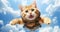 Skydiver cat in the sky, AI generative