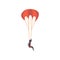 Skydiver descending with a parachute, extreme sport, leisure activity concept vector Illustration on a white background