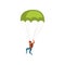 Skydiver descending with a parachute in the sky, parachuting sport and leisure activity concept vector Illustration on a