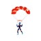 Skydiver engaged in a dangerous sport making jumps in the sky with a parachute. Extreme sport