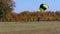 Skydiver flying with a parachute and landed on the ground