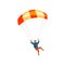 Skydiver flying with a parachute, parachuting sport and leisure activity concept vector Illustration on a white