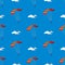 Skydiver flying with parachute. Skydiving, parachuting and extreme sport, active leisure concept. Seamless pattern