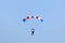 Skydiver flying wing in a blue sky