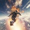 Skydiver freefalling photo realistic illustration - Generative AI.