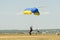 Skydiver landed after the jump