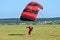 Skydiver landed after the jump