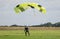 A skydiver landing after performing skydiving with parachute