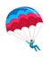 Skydiver. Man jump with parachute. Active lifestyle hobby, extreme professional parachuting sport, speed falling in sky