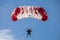 Skydiver Parachute Flying on sea line
