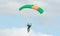 A skydiver performing skydiving with parachute