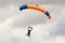 A skydiver performing skydiving with parachute