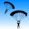 Skydiver, silhouettes parachuting vector