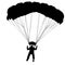 Skydiver, silhouettes parachuting on a white background