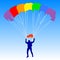 Skydiver, silhouettes a rainbow parachuting