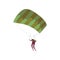 Skydiver soars on an open parachute. Vector illustration on white background.