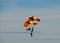 Skydivers with American flag