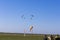 Skydivers landing on a predefined point