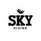 Skydiving, bodyflying hand drawn lettering logo, emblem with silhouette of person