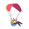 Skydiving, Extreme Paragliding Activities, Recreation. Skydiver Jumping with Parachute Soaring in Sky, Parachuting Sport