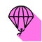 Skydiving flat line icon. Vector thin sign of parachute jumper, sky diving logo