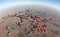 Skydiving large group formation high angle view