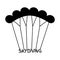 Skydiving logo in flat style. Black extreme sport parachuting em