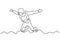 Skydiving one line drawing. Vector single continuous hand drawn of person jumping and flying from airplane. Adrenaline and extreme