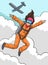 Skydiving Sport Colored Cartoon Illustration