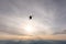 Skydiving. A sunset jump. Skydive is over the sun.