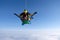 Skydiving. Tandem jump. Two guys are in the sky.