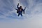 Skydiving. Tandem jump. Two people are in the sky.