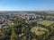 Skydiving tower , autumn park scenery, aerial view