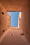 The skylight from bottom to top view of Kasbah de Taourirt with