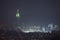 Skyline with Abraj Al Bait Royal Clock Tower Makkah in Makkah, Saudi Arabia,, night photo  