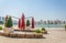 Skyline of Abu Dhabi view from an open air lounge of the galleria mall