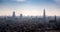 Skyline of Antwerp, Belgium, in the mist