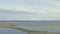 Skyline of Arctic Ocean on background desert archipelago Novaya Zemlya.
