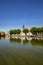 Skyline of Audincourt at the river Doubs