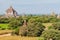 Skyline of Bagan temples, Myanmar. Thatbyinnyu Temple on the lef