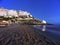 Skyline, beach, sea and city of Sperlonga, Lazio. Italy.