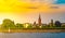 Skyline of Bonn, Germany. Beautiful night shot of great german city.