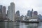 Skyline of Boston - view from Boston Harbor - BOSTON , MASSACHUSETTS - APRIL 3, 2017