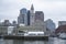 Skyline of Boston - view from Boston Harbor - BOSTON , MASSACHUSETTS - APRIL 3, 2017